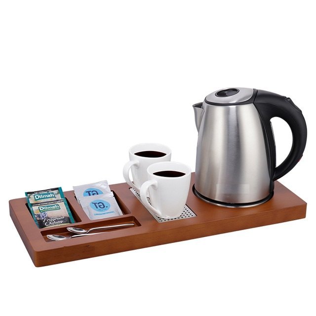 Silver Stainless Steel TSS Hotel Kettle And Tray Set, Shape: Oval