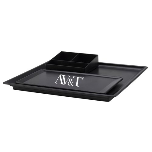 AV&T White Kettle Tray Set, Shape: Rectangle, Size: 155x115x50mm