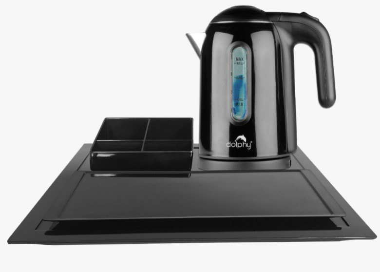 Black Melamine Kettle Tray Set For Hotel Guest Rooms