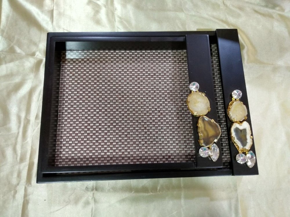 Rectangle Brown Agate Tray Set Of 2
