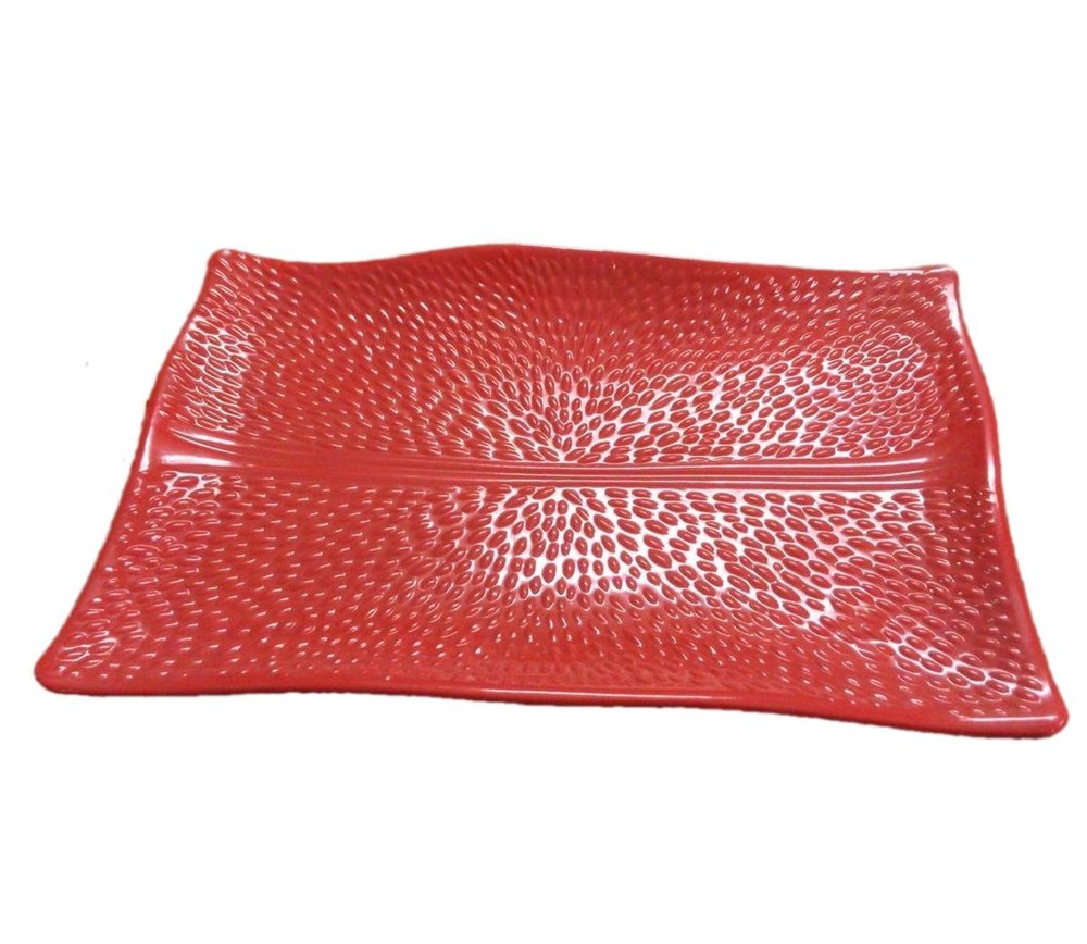 Red Rectangular Melamine Tray, Shape: Rectangle, Size: 12x16inch