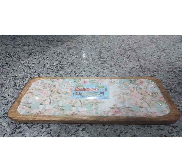 wooden enamel tray, Shape: Rectangle, Size: 12x6