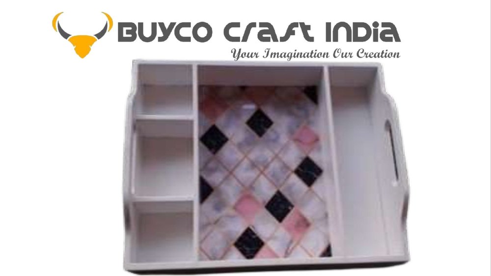 Buyco MDF & Serving Enamel Tray, Shape: Rectangle, Size: 16x14x2