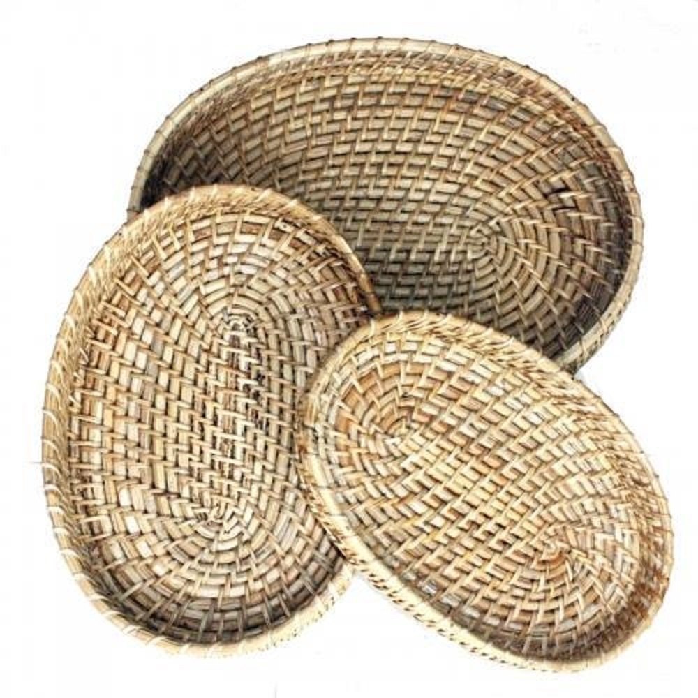 Cane Oval Tray Set Off 3