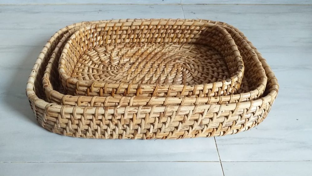 Gobamboos Set Of 3 Cane Trays
