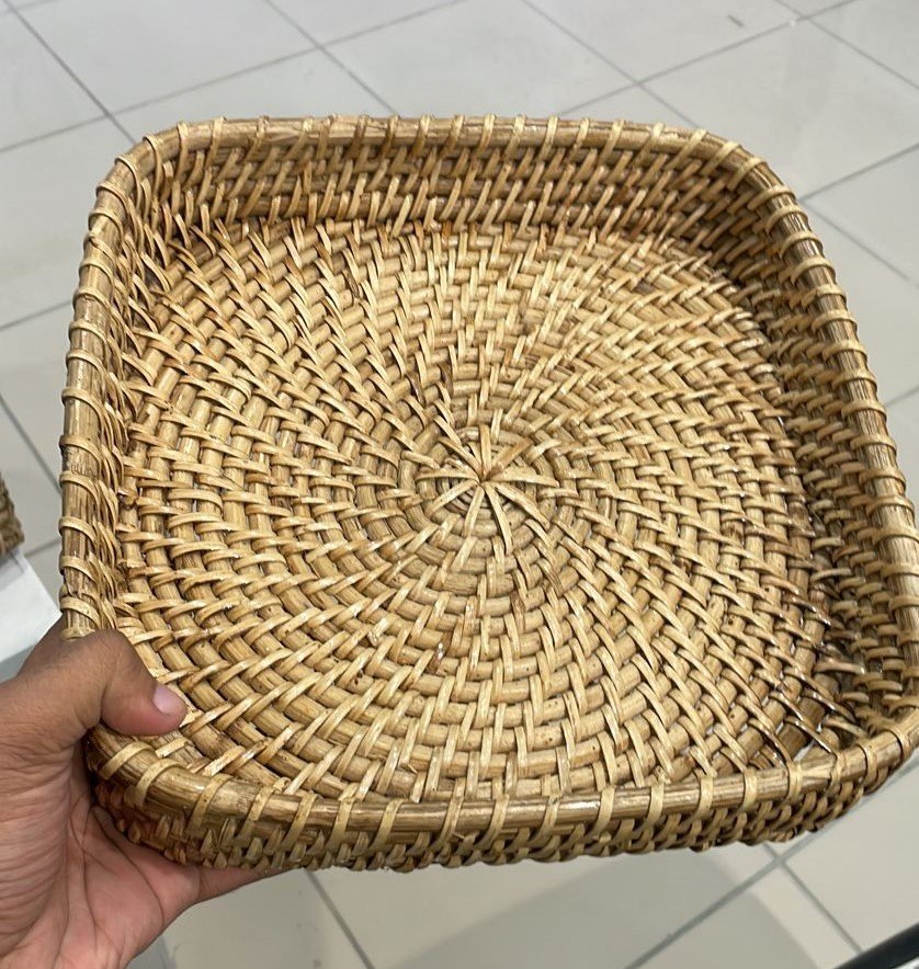 Assamade Cane Square Tray, For Hotel, Size: 12 Each Side