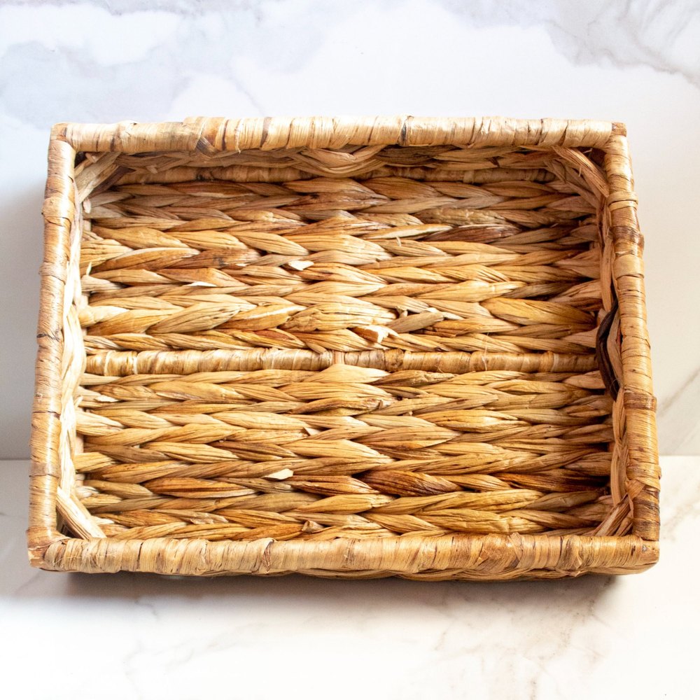 Byora Homes Brown Kitchen Cane Grass Rectangle Tray, Size: 12x9x2.25inch