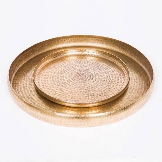 Brass Round Tray Set