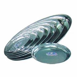 shreenathji Metal Stainless Steel Round Serving Tray, For Hotel, Shape: Circular
