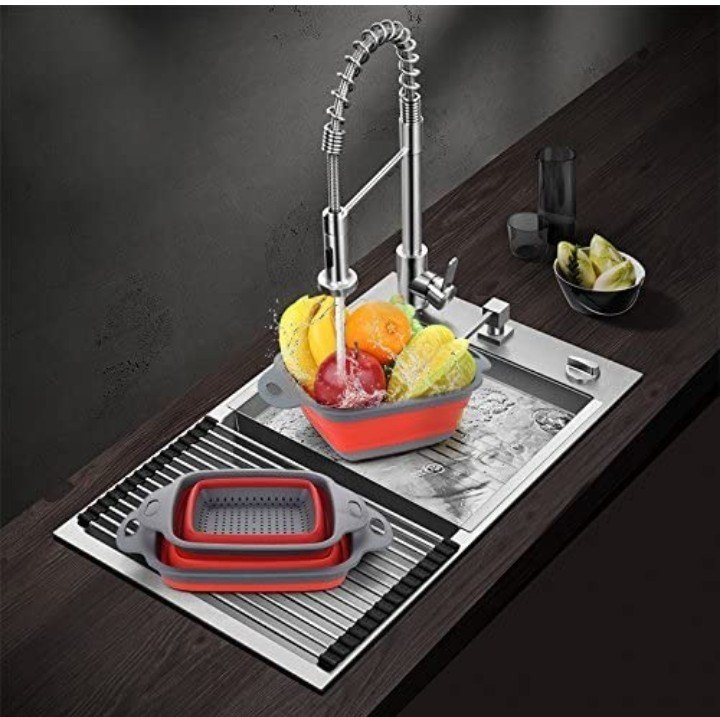 non branded Plastic Silicon foldable Vegetable fruit wash tray, Shape: Rectangle, Size: 15 X 10 X 5 Centimeters