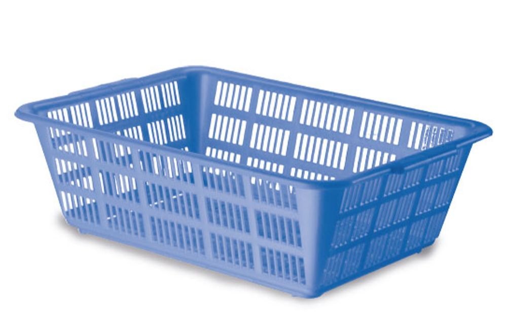 Plastic Ratan Blue Fruity Tray, Shape: Rectangle, Size: 15x10x6 Inch