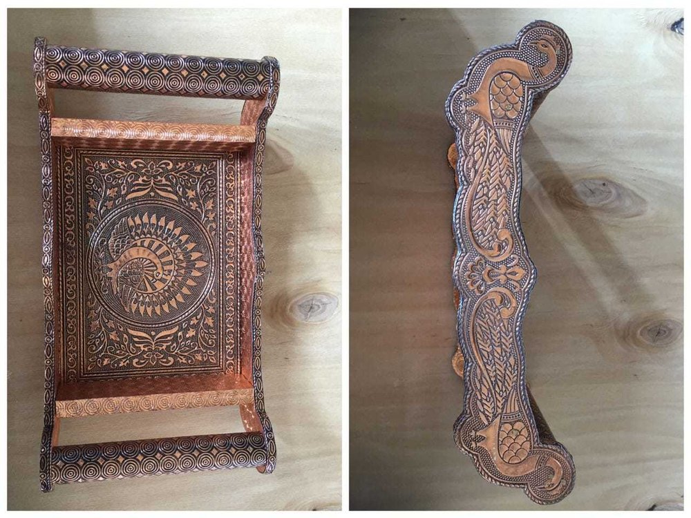 Brown Meenakari Serving Trays, For Daily Use, Size: 4 Glass
