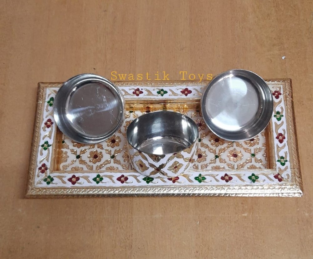 Meenakari Wooden Tray Set, For Home