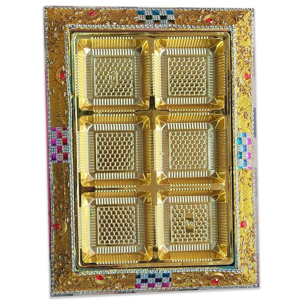 Khushboo Enterprise Mdf And Resin Meenakari Serving Tray, Shape: Rectangle, Size: 6 Cavity