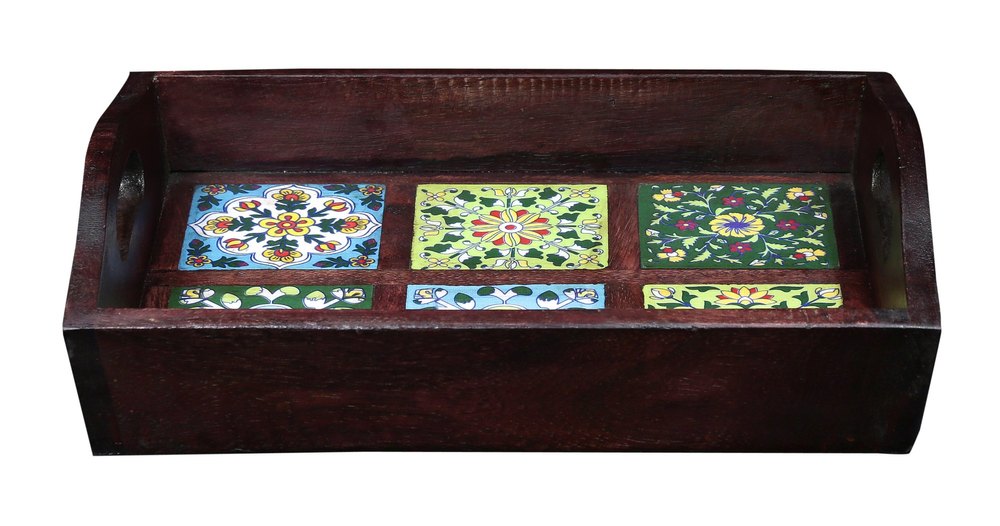 Wooden Ceramic Tray, Shape: Rectangle, Size: 12X8X3
