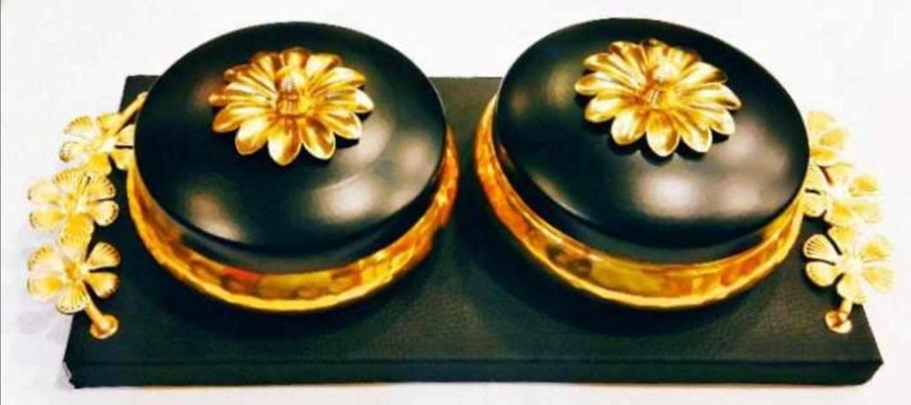 Handmade Set of 2 Dry Fruit Gift Box & 1 Designer Tray With Handle Multipurpose Uses, 3 Pieces