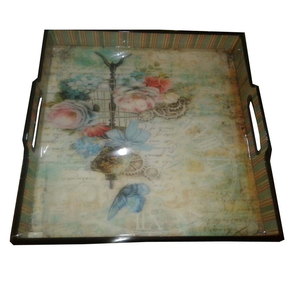 Printed Meenakari Serving Tray Square