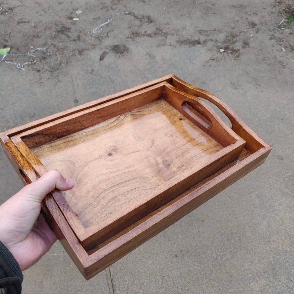 Natural Finish Brown Wooden Serving Tray, For Restaurants