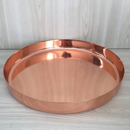 DSI Handmade Round Copper Serving Tray Copper Serving Trays, For Home, Size: 12 Inch