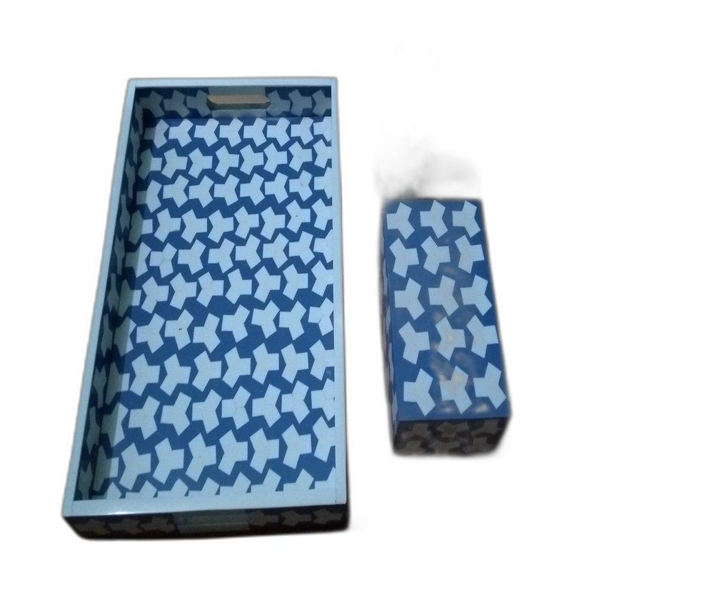 Resin Tray set with box, Shape: Rectangle, Size: 14*12 Inches