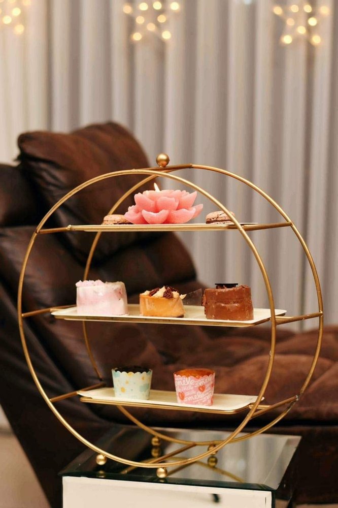 Jain Art Villa Metal Dining Serving 3 Tier Buffet Server Metal Tiered Cupcake Stand 3 Tier Dessert,