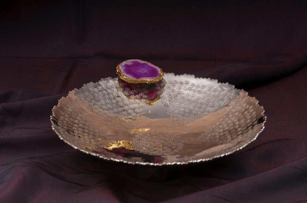 Silver Round Serving Trays, For Home, Size: 12inch