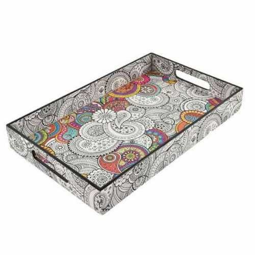 pooja Serving Nickel Plated Tray, Shape: Rectangle, Size: 10x10