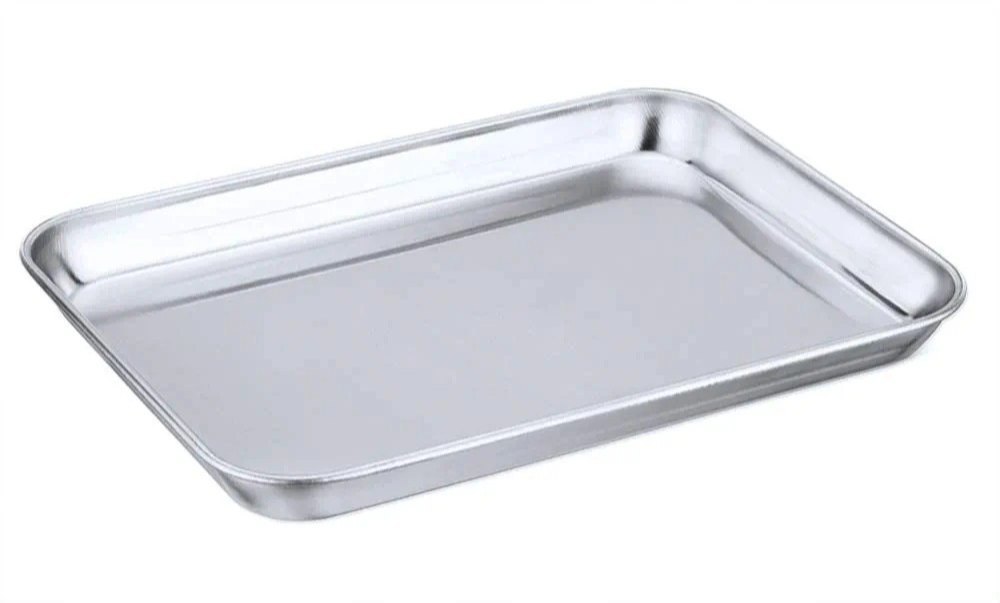 Plain Rectangular Stainless Steel Serving Tray, For Kitchen and Restaurant, Polished
