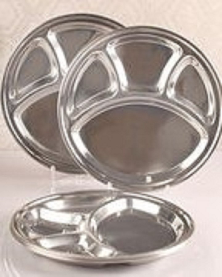 REDBERRY Metal Stainless Steel Round Deluxe Mess Tray, For Hotel/Restaurant, Mirror Finish