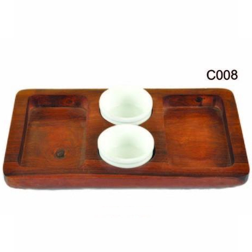 Printed Chip and Dip Wooden Tray, Shape: Rectangle
