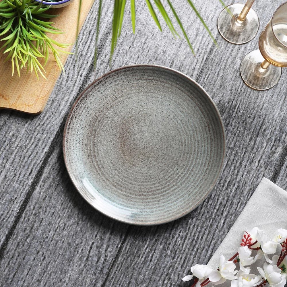 Ceramic Crockery Plain Dove Grey Ceramic Dinner Plate, For Restaurant Crockery