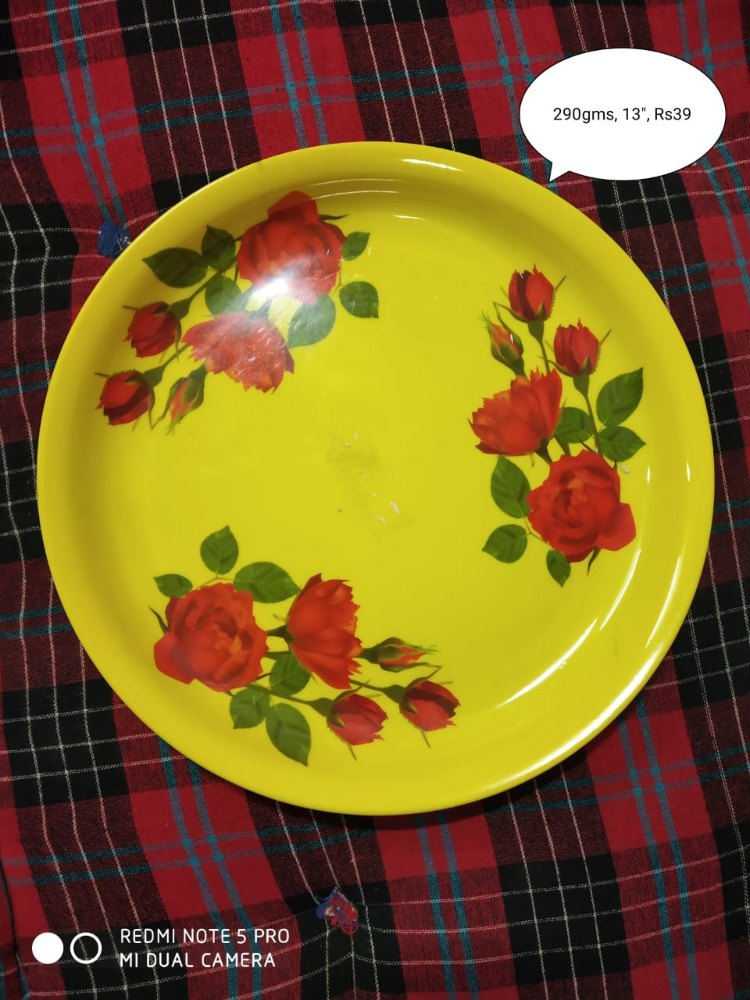 AI Round Yellow Dinner Plate, Size: 13