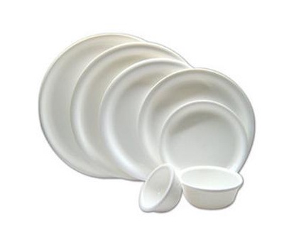 Ceramic Round White Plate & Bowls