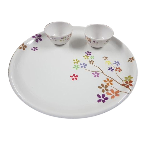 White Printed Melamine Plate Bowl Set, Packaging Type: Box