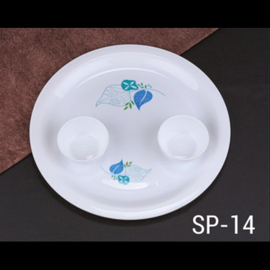 Plastic White Melamine Printed Plate for Home, Size: 12 13 Inches
