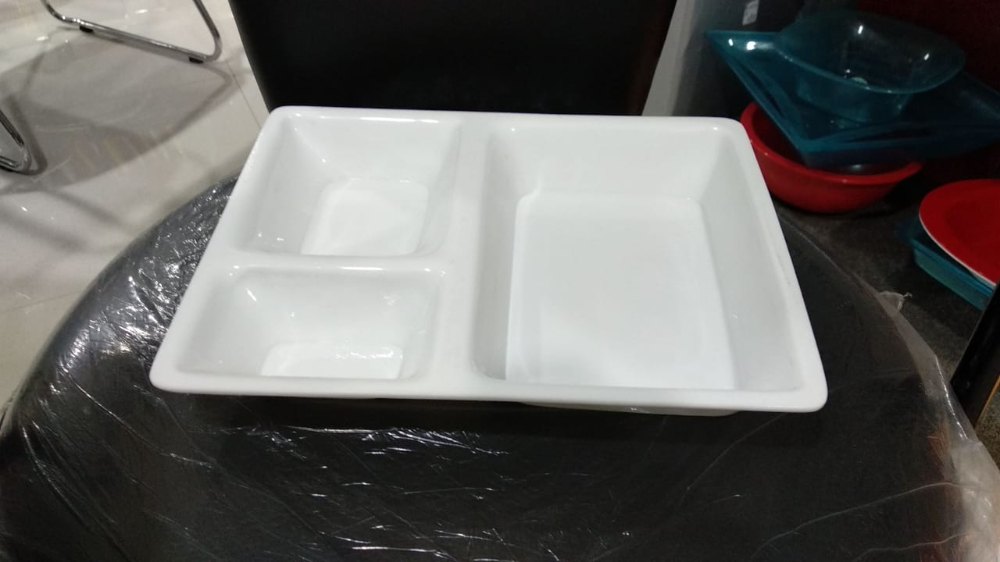 White Square Swift Acrylic Deep Pavbhaji Plate
