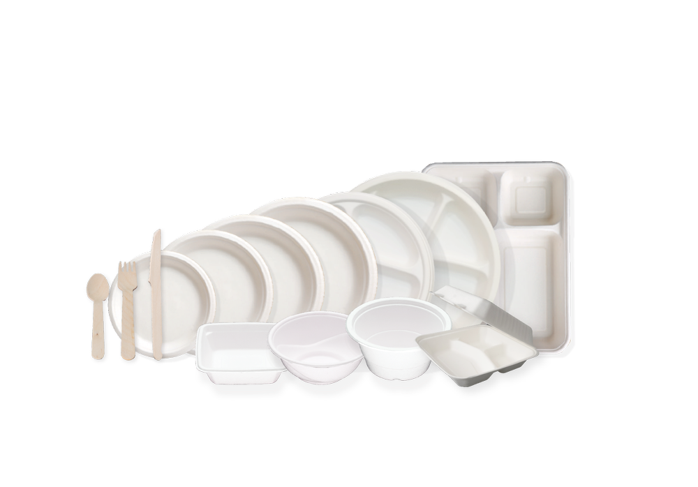 Natural Round Compartment Plates For Restaurant