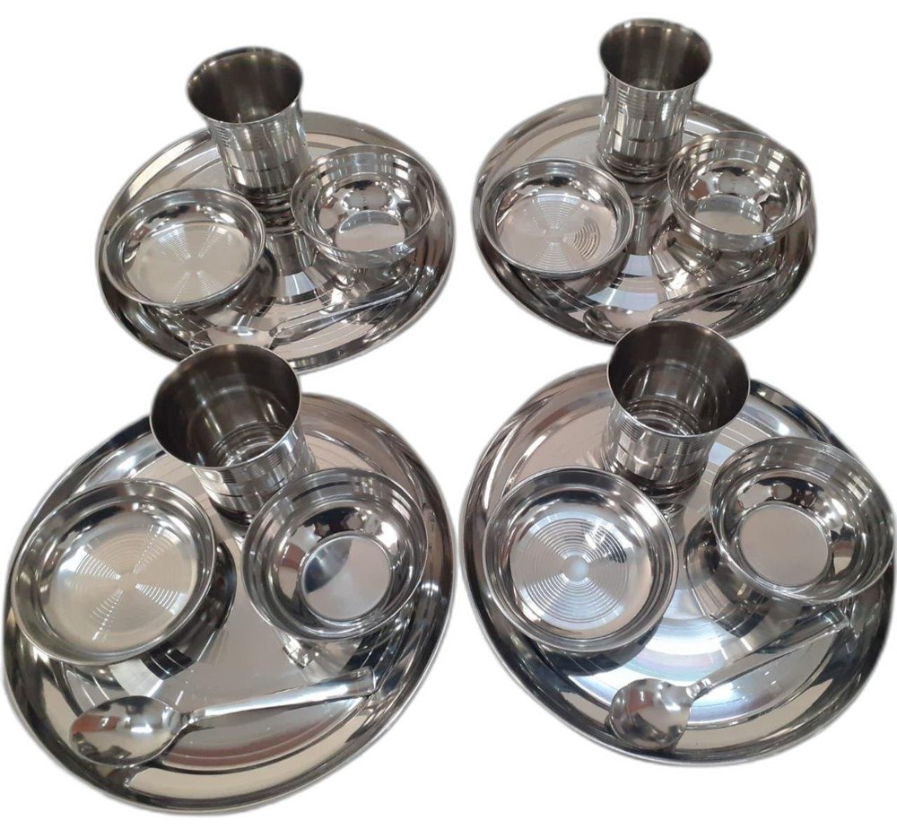 D-mark Silver Steel Thali Set In Delhi, For Home, 20