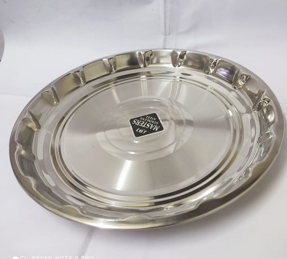 Silver Round Steel Thali, For Home, Size: 11 Inch