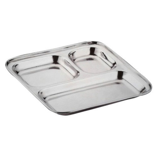 Stainless Steel Compartment Plate, Shape: Square