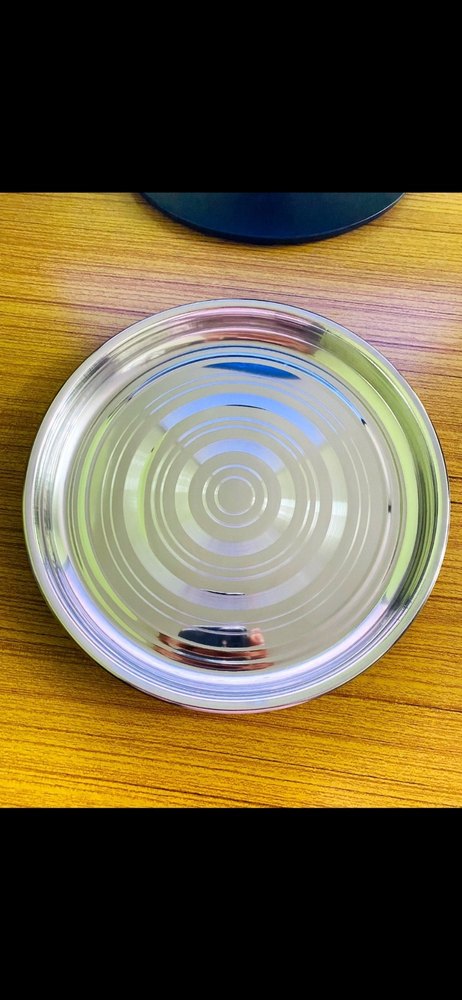 Silver Round SS Dinner Plate, Size: 11