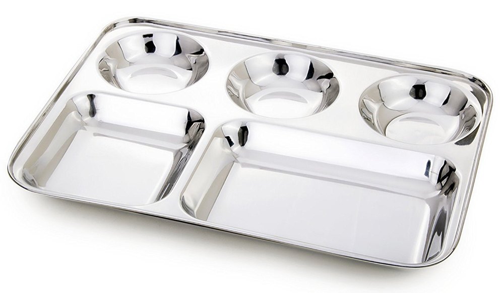 Bombay Hotelware Silver Stainless Steel Compartment Thali, For Restaurant, Packaging Type: Box