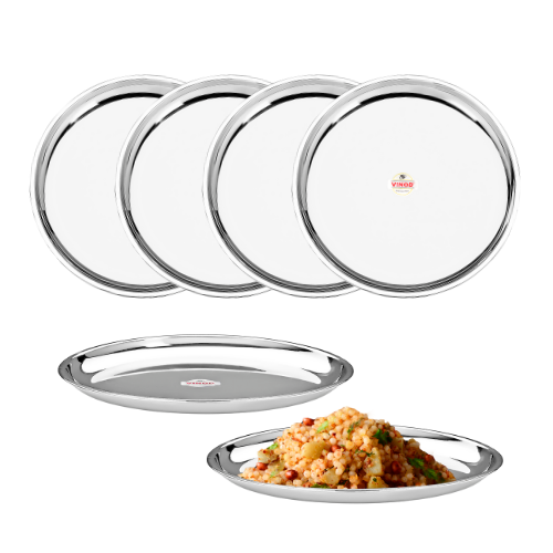 Silver Round Steel Thali - China, For Home, Size: 25 cm