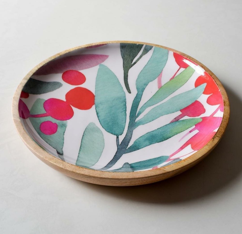 Brown Wooden Enamel Plate, Size: 8 Inch, Size/Dimension: 8inches