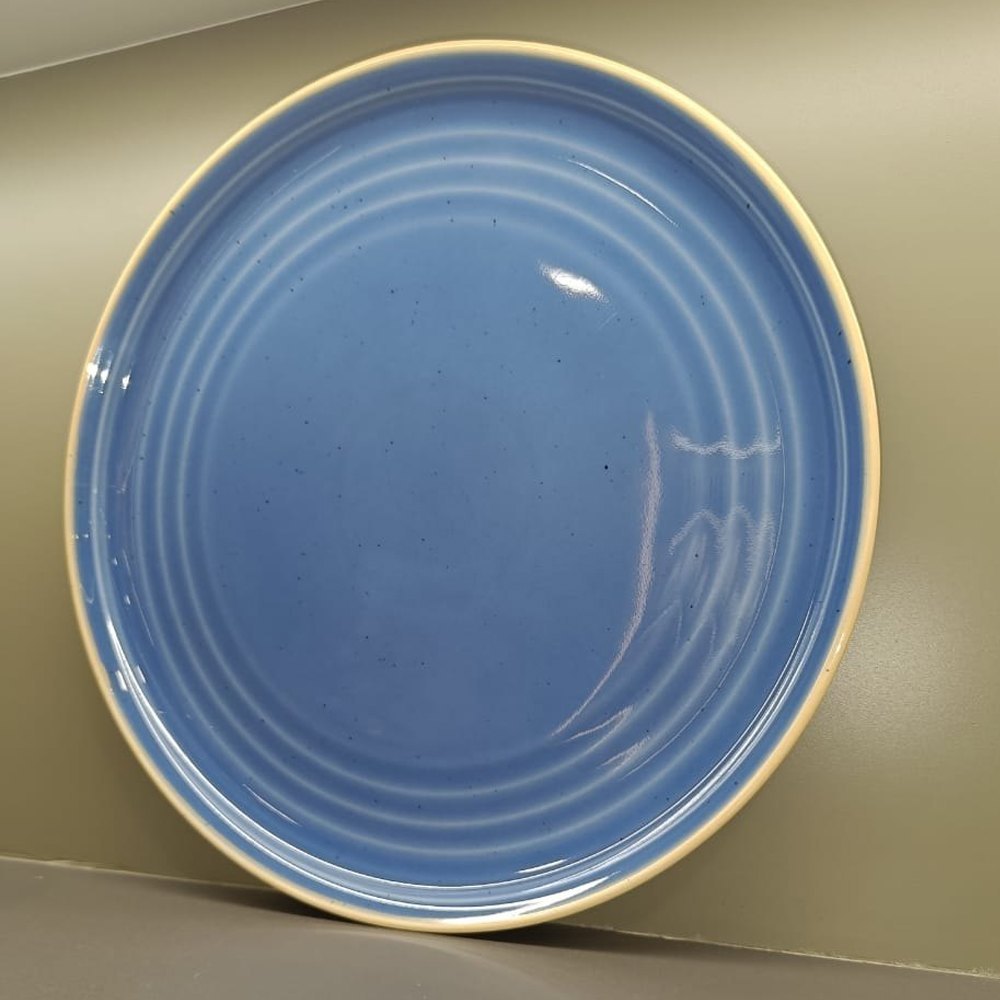Round Blue Ocean Porcelain Full Plate, For Kitchen, Size: 12.5inch