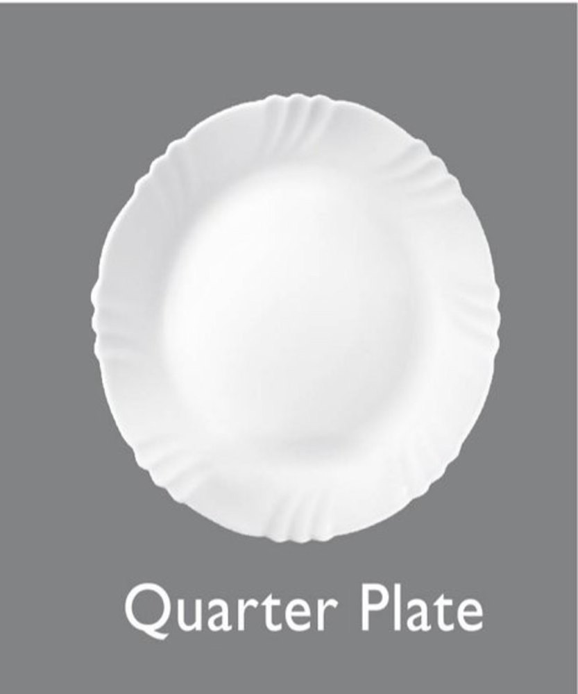 Round White Cello Opalware Quarter Plate, For Restaurant