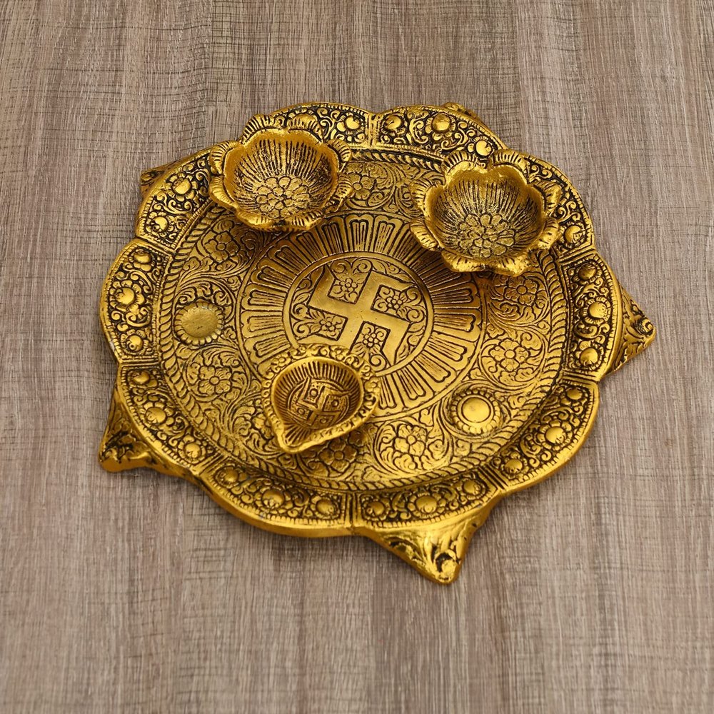 Gold Plated Aluminium Thali