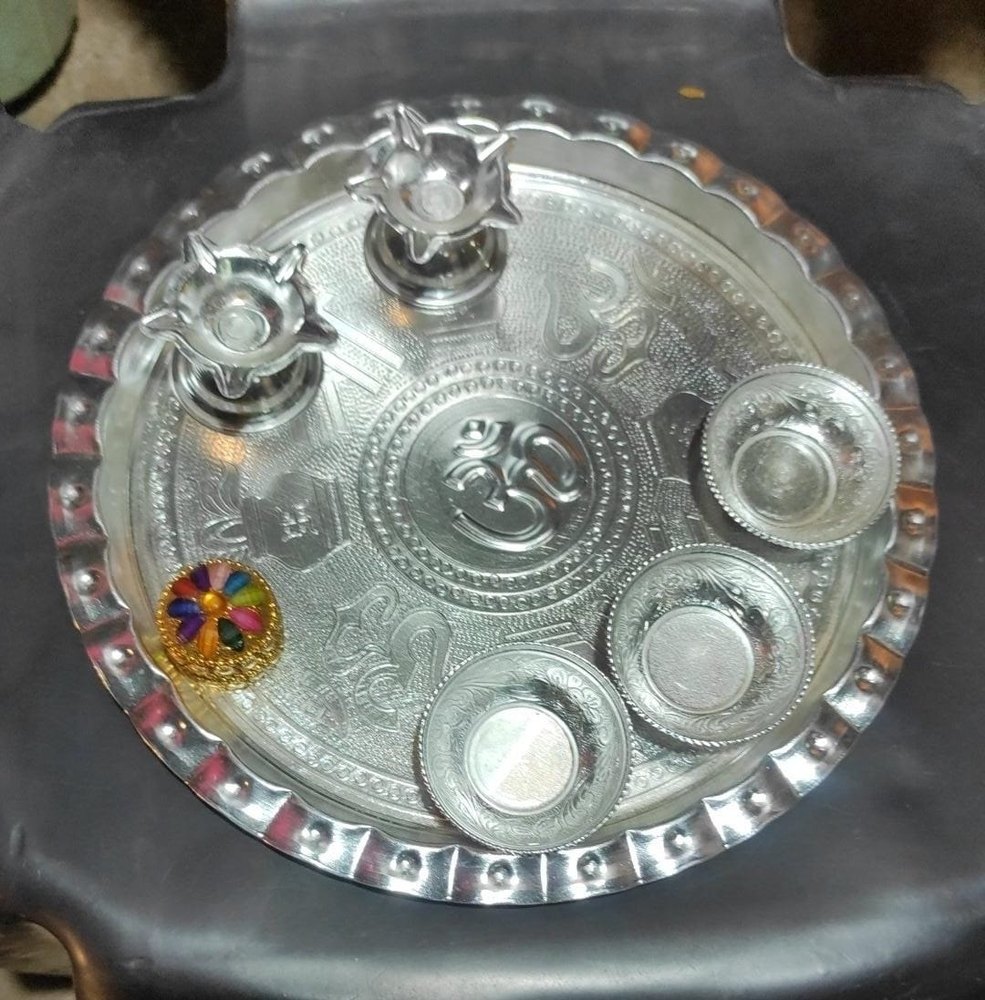 Silver Round Aluminium Thali