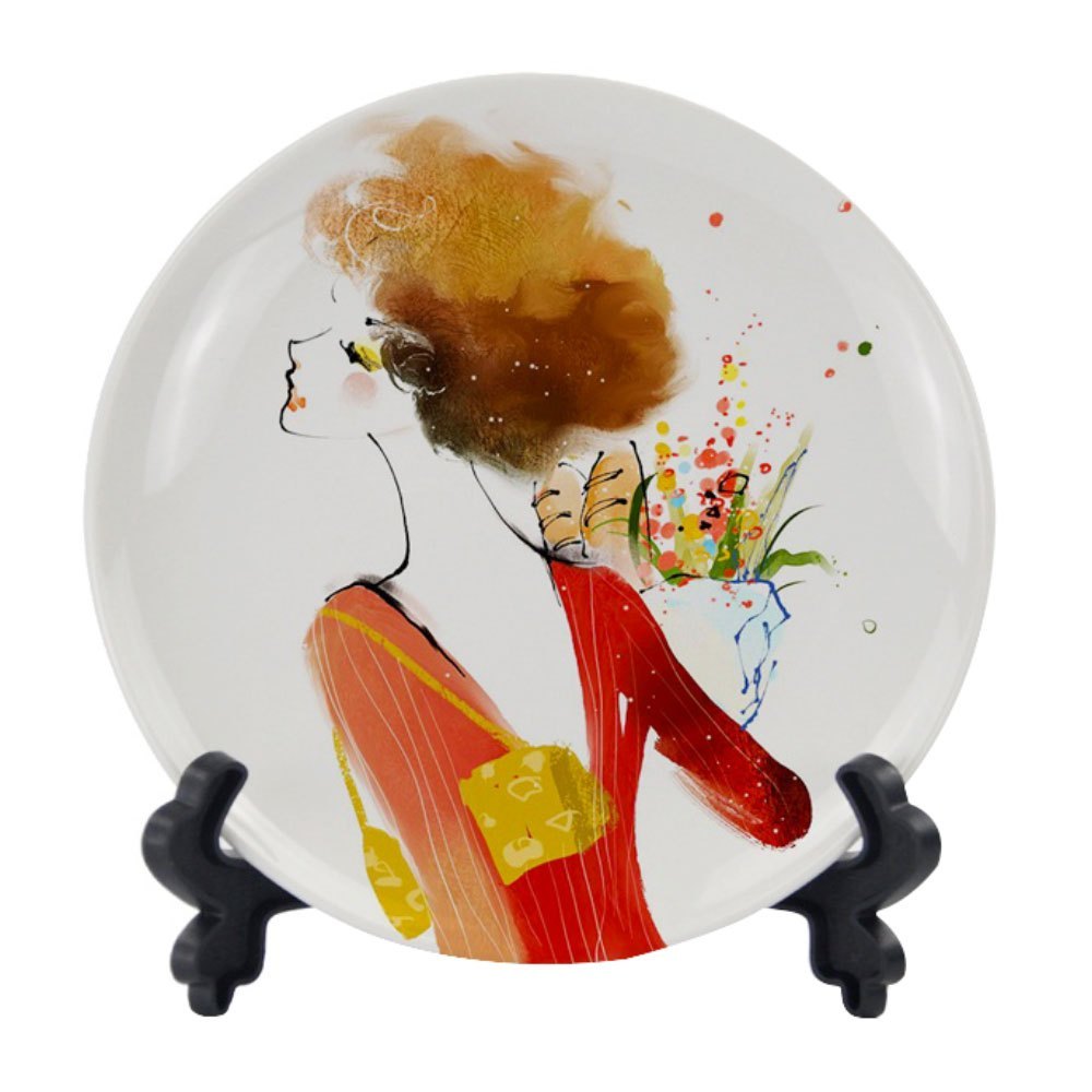 Ceramic Round 8 Double Gold Rim Plates, No Individual Box, For DECORE