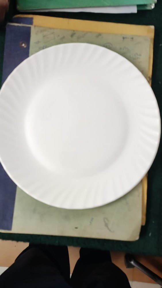 Plastic White Glass Dinner Plate, For Home